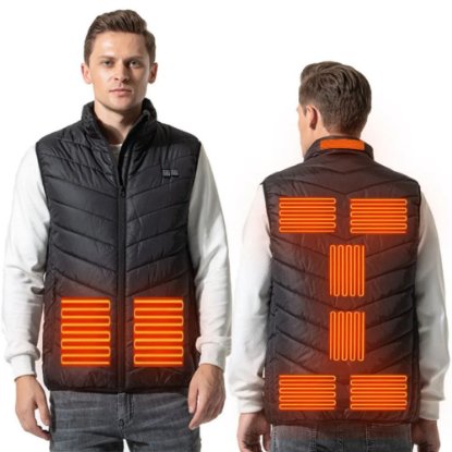 Grijani prsluk MANTA MKG02, XL, 9 zona grijanja, crni