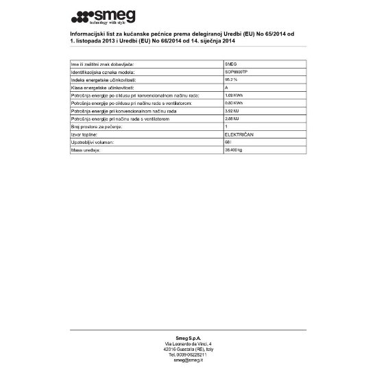 Ugradbena pećnica SMEG SOP6900TP, piroliza, 68 l, energetski razred A, krem